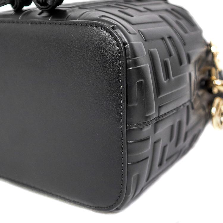 【極美品】フェンディ MINI MON TRESOR ズッカ 2Way ショルダーバッグ レディースバッグ 巾着 8BS010-0A3ZG レザー ブラック 6166810mの画像