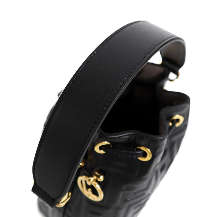 【極美品】フェンディ MINI MON TRESOR ズッカ 2Way ショルダーバッグ レディースバッグ 巾着 8BS010-0A3ZG レザー ブラック 6166810mの画像