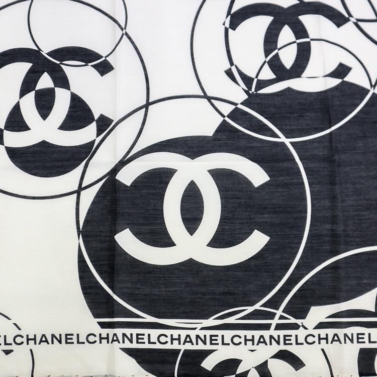 CHANEL ココマーク シルクスカーフ ブラック ホワイト CHANEL（シャネル） 【極美品】CHANEL スカーフ ココマーク コットン