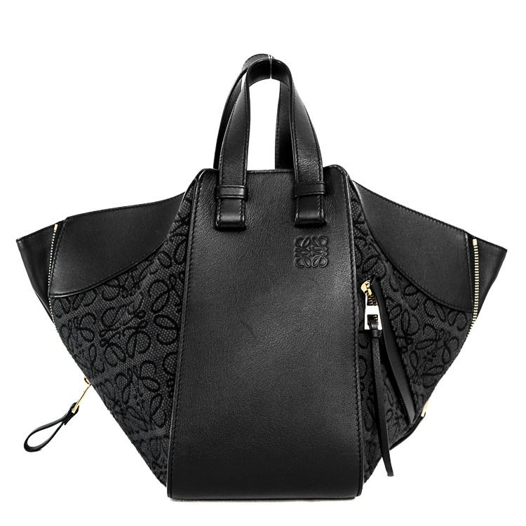 LOEWE ハンモック スモール アナグラム ショルダーバッグ ハンドバッグ A538S35X29 ジャガード カーフ レザー ブラック ブランドバッグ ロエベ 6191116j【中古】