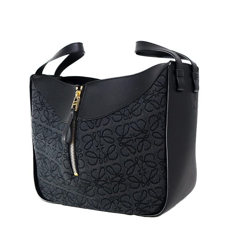 LOEWE ハンモック スモール アナグラム ショルダーバッグ ハンドバッグ A538S35X29 ジャガード カーフ レザー ブラック ブランドバッグ ロエベ 6191116j【中古】