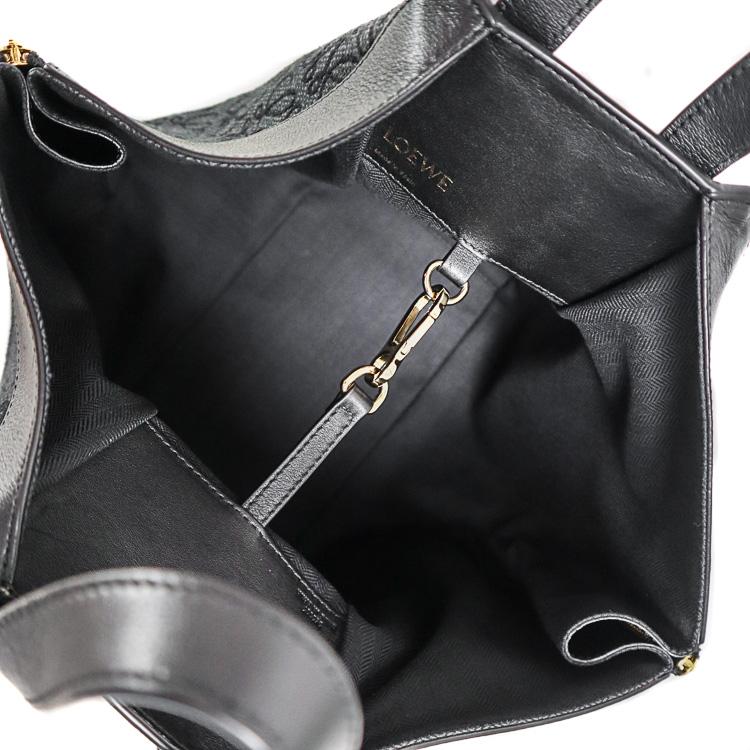 LOEWE ハンモック スモール アナグラム ショルダーバッグ ハンドバッグ A538S35X29 ジャガード カーフ レザー ブラック ブランドバッグ ロエベ 6191116j【中古】
