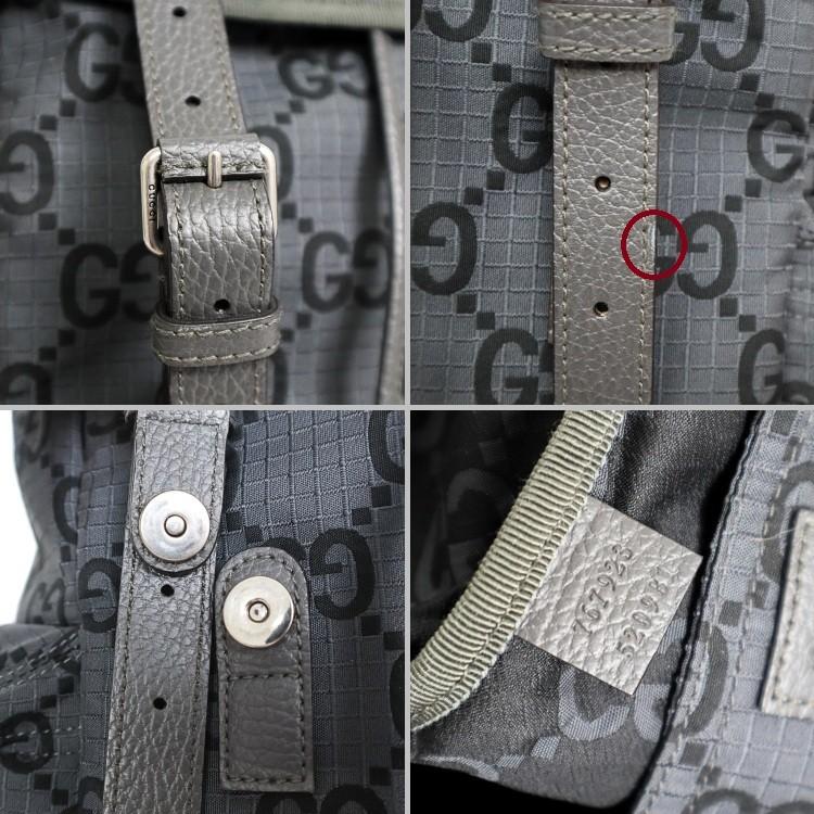【美品】GUCCI バッグパック リュック GGリップストップ 767923 ナイロン レザー グレー ブランドバッグ グッチ 6212316j【中古】