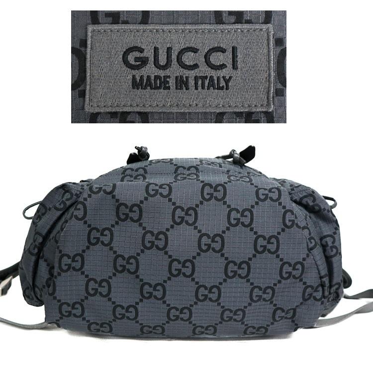 【美品】GUCCI バッグパック リュック GGリップストップ 767923 ナイロン レザー グレー ブランドバッグ グッチ 6212316j【中古】