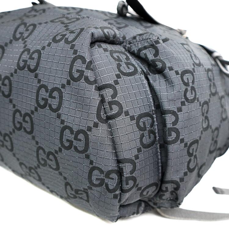 【美品】GUCCI バッグパック リュック GGリップストップ 767923 ナイロン レザー グレー ブランドバッグ グッチ 6212316j【中古】