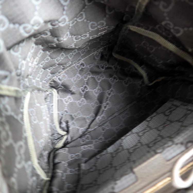 【美品】GUCCI バッグパック リュック GGリップストップ 767923 ナイロン レザー グレー ブランドバッグ グッチ 6212316j【中古】