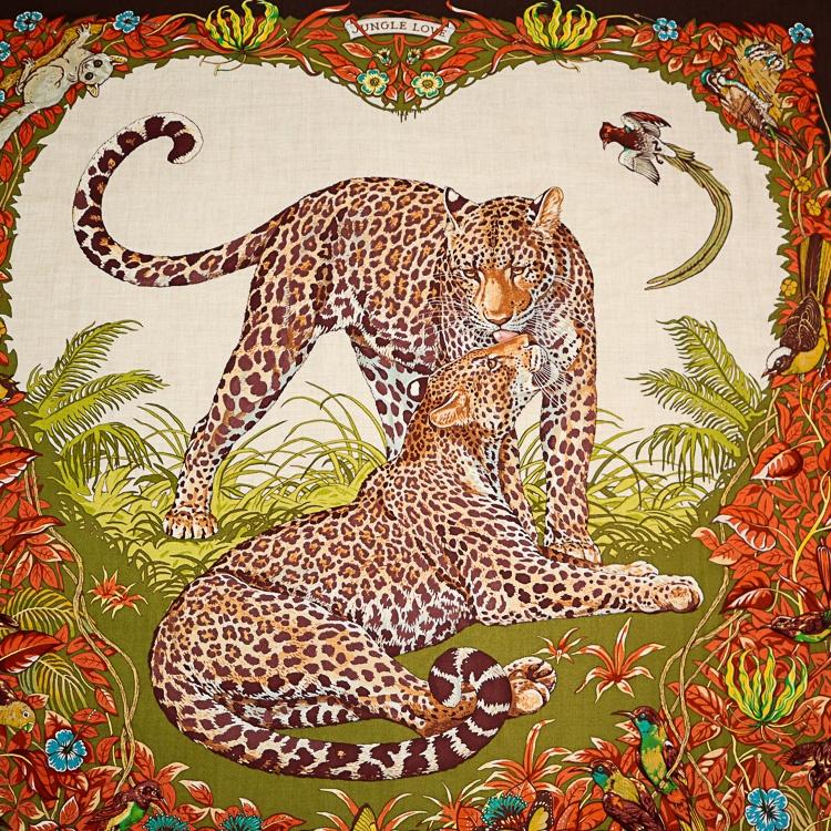【新品】エルメスカシシル140 HERMES（エルメス） カレジェアン カレ140 Jungle Love ジャングルラブ