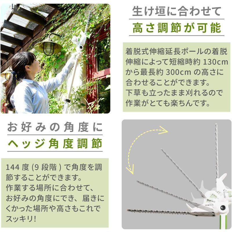 山善　高枝ガーデンポールトリマー　AC電源　延長コード10m付き　着脱式伸縮延長ポール付　高枝チェーンソー　ヘッジトリマー　高枝ばさみ　剪定