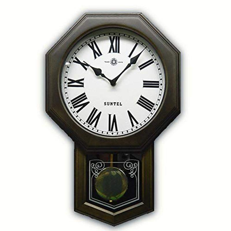 都内で さんてる ブラック SR05-DBK-R モダンアンティーク電波振り子時計(ローマ文字八角型) 日本製 掛け時計、壁掛け時計