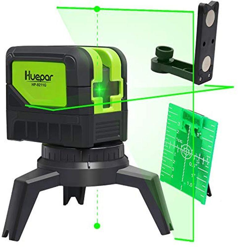 Huepar 2ライン グリーン 最新作売れ筋が満載 レーザー墨出し器 2ポイント ライン出射角110° 自動水平調整機能 緑色 超激得SALE 高輝度 クロスラインレーザー