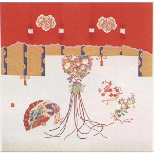 花嫁のれん くす玉 本染 加賀友禅 花輪付紋 お嫁入道具 25 大若本陣