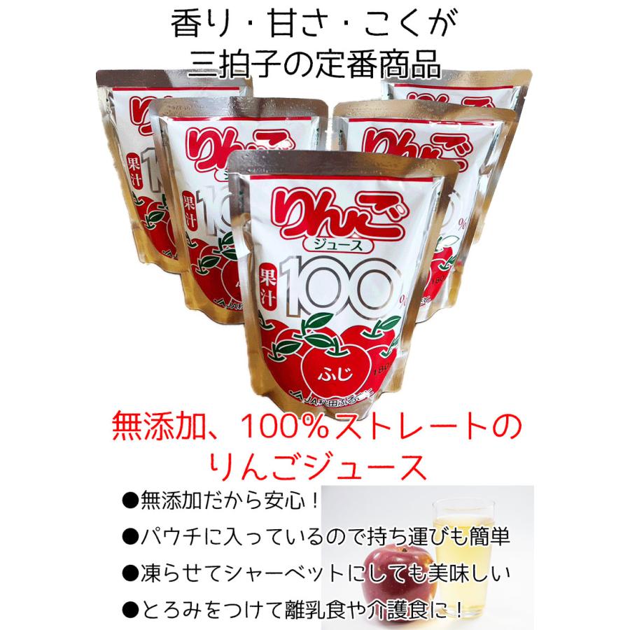 りんご ジュース 送料無料 果汁100％ 無添加 JA秋田ふるさと りんご ジュース 180ml × 5袋｜daiwaya-syunkaan｜03