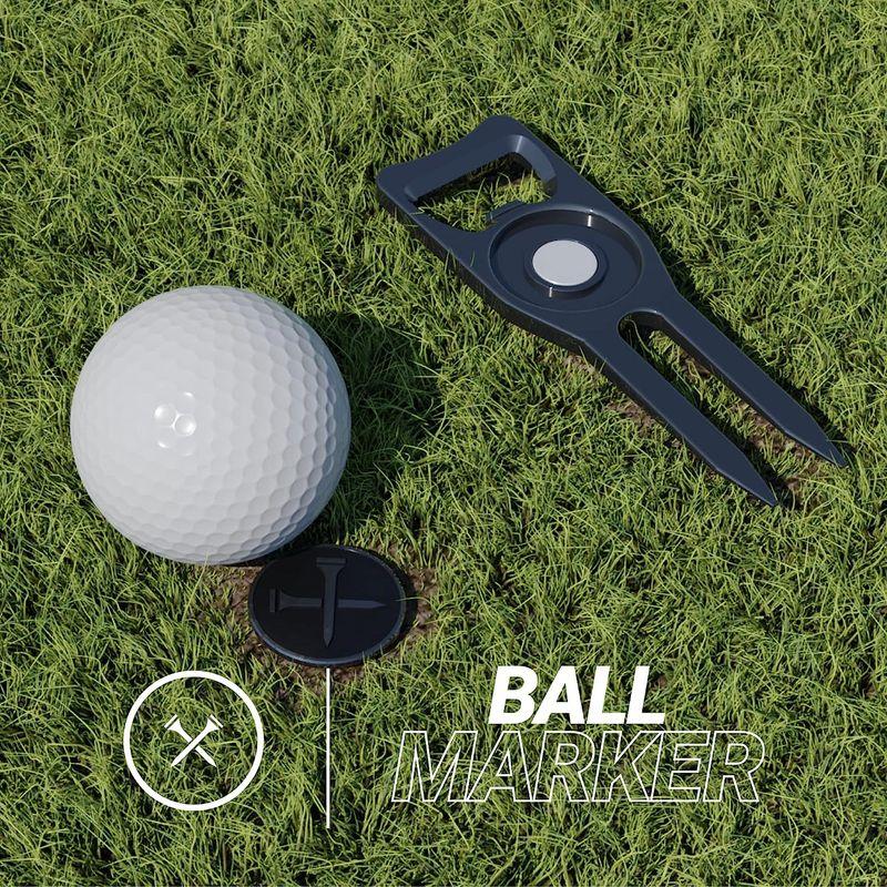 適切な価格 PATIKIL ゴルフディボットツール 折りたたみ式 修理フォーク ボタンボールマーカートレーニングアクセサリー付き ゴルフスポーツ用  ブル