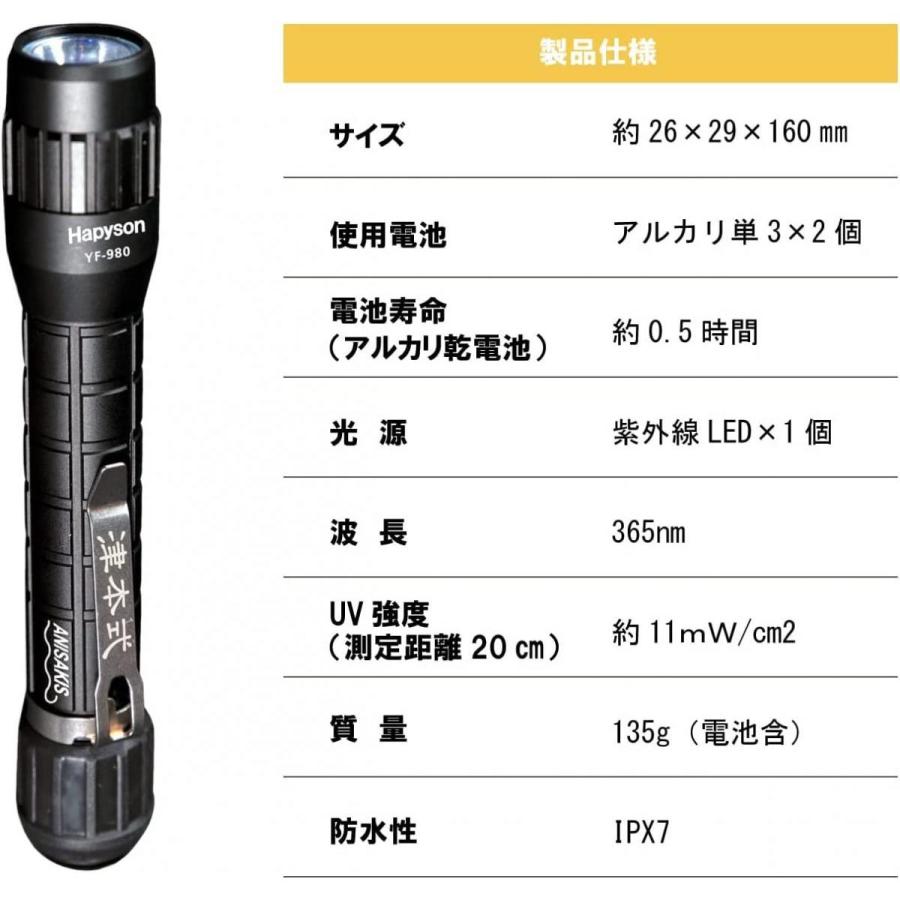 在庫有】 Hapyson(ハピソン) 防水機能 YF-980 アニサキスライト 釣り