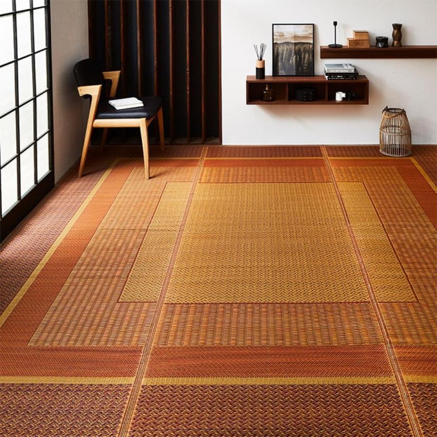 【I】【代引不可】イケヒコ い草 花ござ DXランクス 総色 花莚 ベージュ 江戸間6畳(約261×352cm) 裏貼り加工 日本製 畳【北海道・沖縄・離島不可】