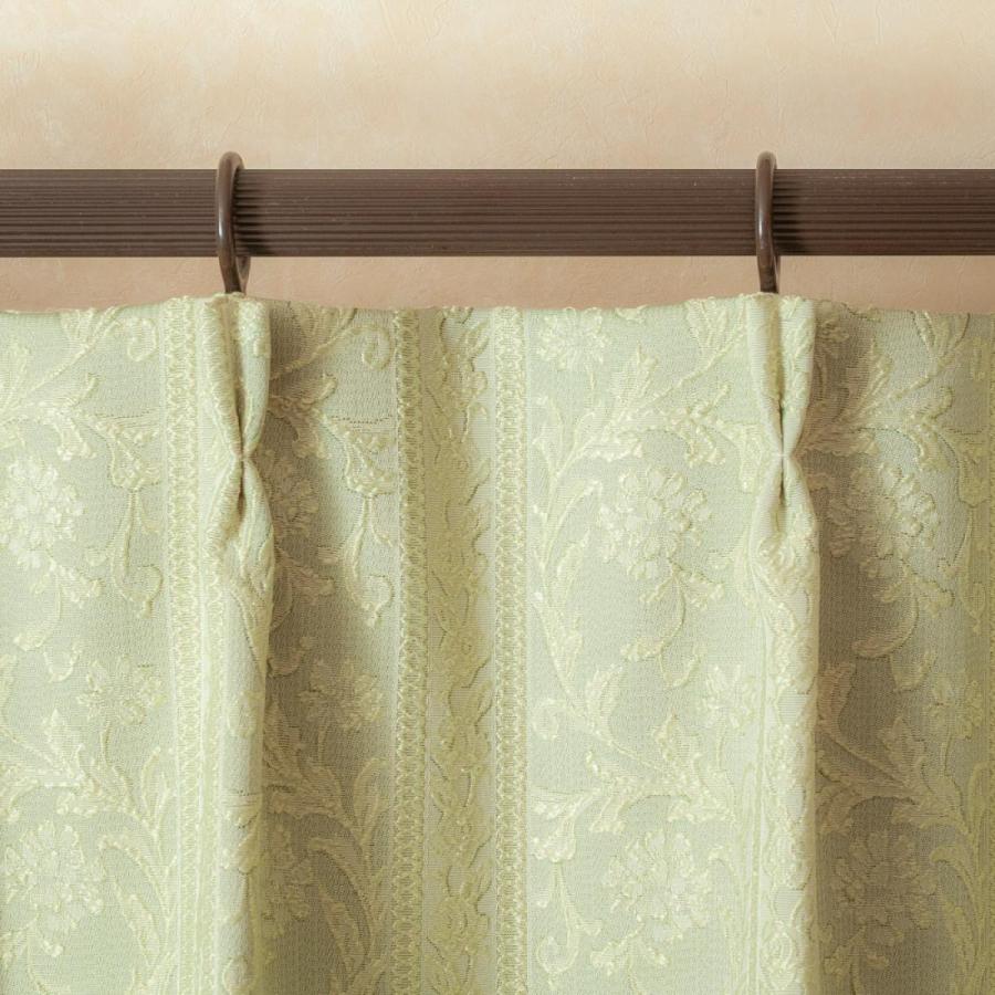 I】ドレープカルロス 100×225 GN2P グリーン カーテン 裏地付き 遮光性
