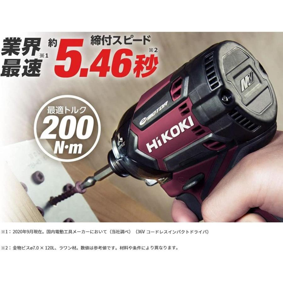 【訳あり品】 HiKOKI(ハイコーキ) WH36DC(2XPGS)本体のみ + ケース + 力こぶビット付き 36Vインパクトドライバー フォレストグリーン ばらし品｜daiyu8-y｜05