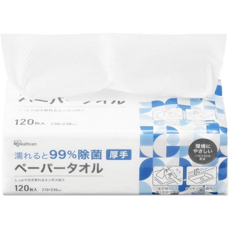 アイリスオーヤマ 濡れると99%除菌ペーパータオル 厚手 120枚 JPT-120
