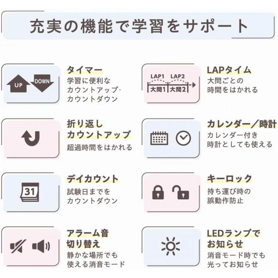 キングジム 学習タイマー ルラップ LLT10-W 白 入試対策 試験対策 LAPタイム機能 カウントアップ コンパクト 持ち運び 消音モード｜daiyu8-y｜04