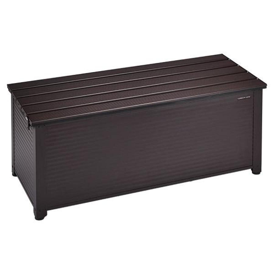 【グリーンライフ】ベンチ　ストッカー　屋外　防水　ブラウン　114cm 物置き I】グリーンライフ アルミベンチストッカー114 ABS-114P ブラウン 屋外