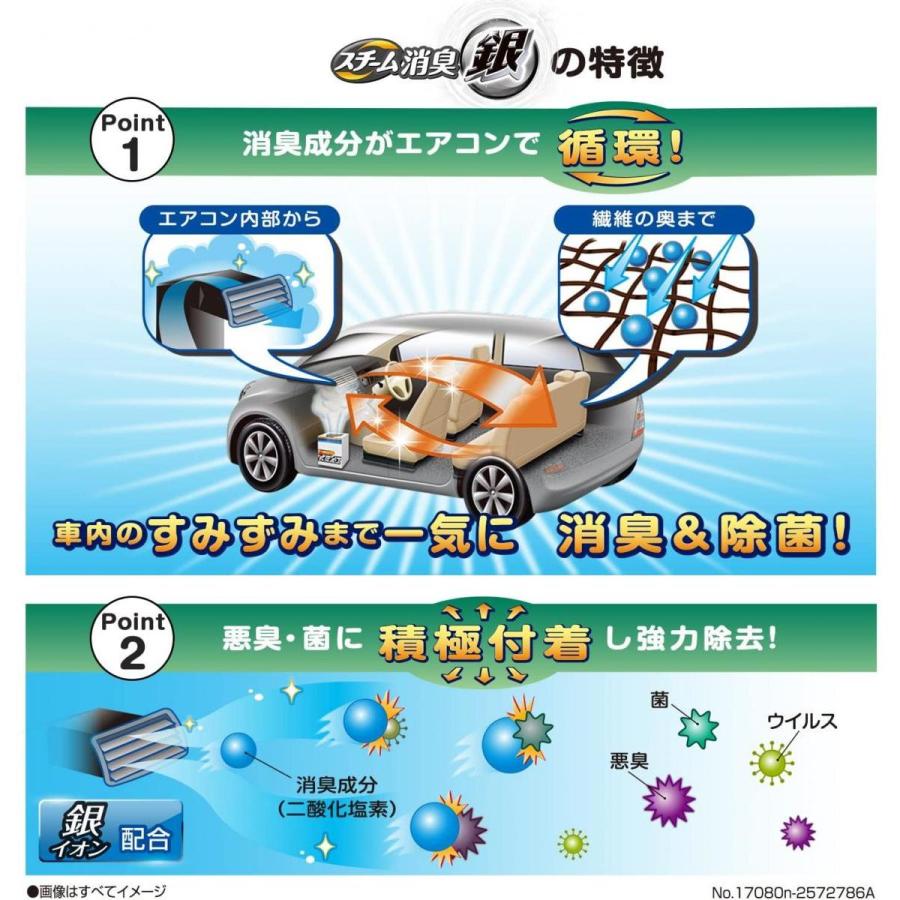 カーメイト 車用 除菌消臭剤 スチーム消臭 銀 超強力 タバコ臭用 ミント D243 エアコン消臭 車内消臭 銀イオン 安定化二酸化塩素｜daiyu8-y｜02