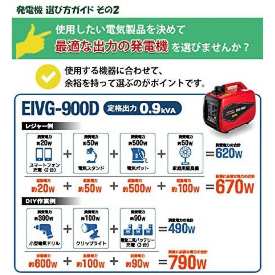 【在庫有・即納】【送料無料】 ナカトミ(NAKATOMI) インバーター発電機 コンパクト 定格出力 1.6kVA 屋外販売 軽量 防災 アウトドア EIVG-1600D|ダイユーエイト PayPayモール店|02