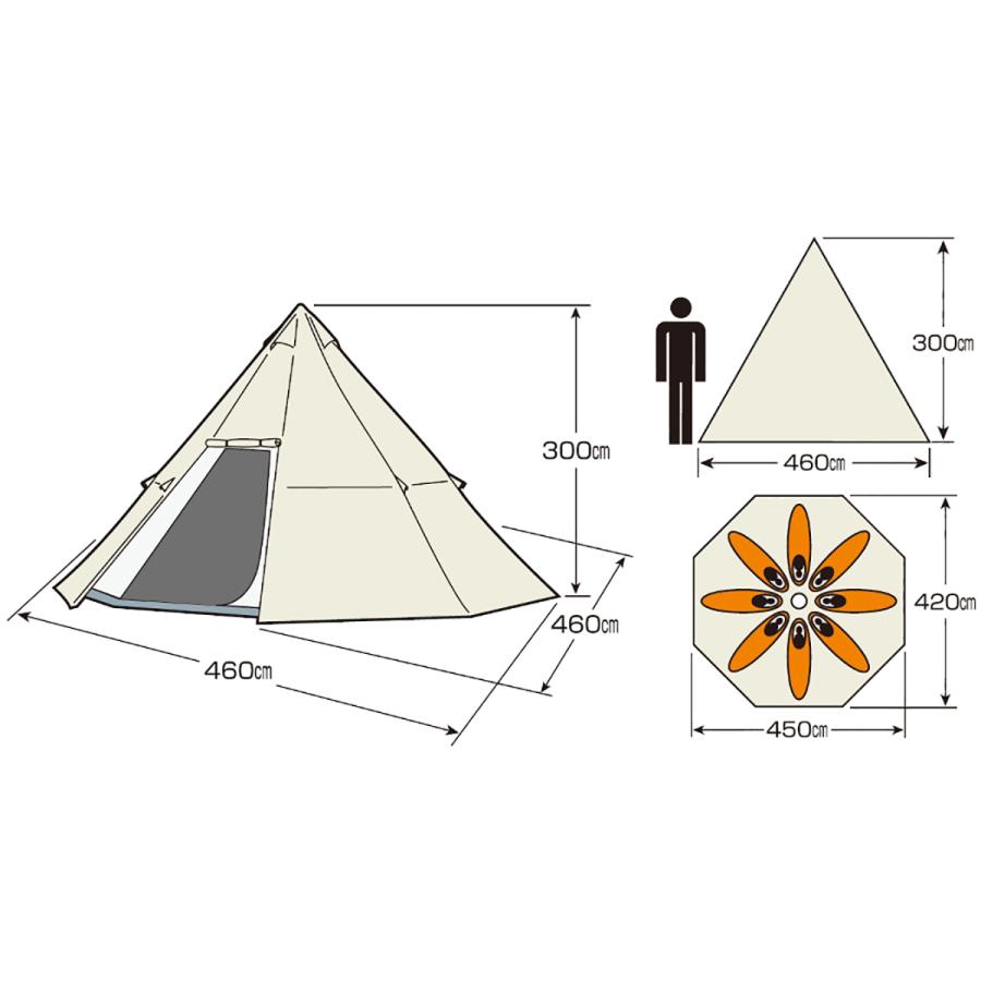 テント キャプテンスタッグ CSクラシックス ワンポールテントオクタゴン460UV 7〜8人用 大型 デイキャンプ フェス  UA-0035｜daiyu8｜03