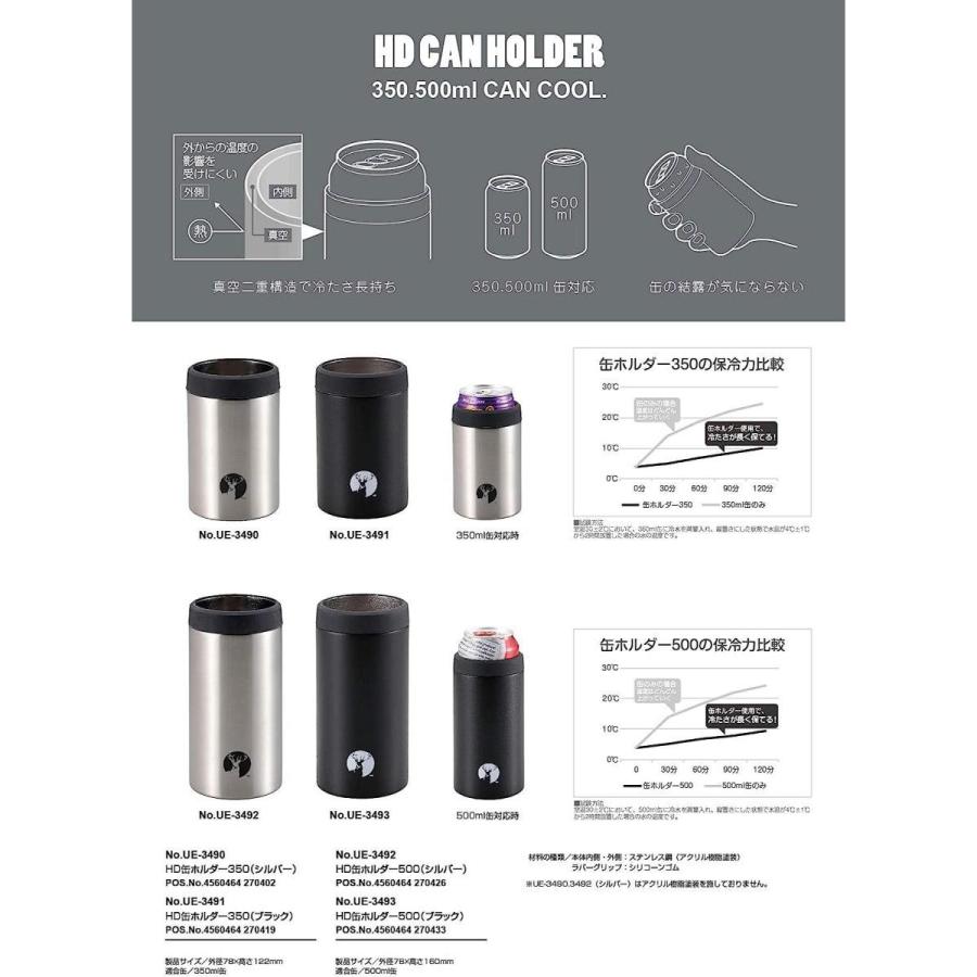 【在庫有・即納】 キャプテンスタッグ HD 缶ホルダー 350 ブラック UE-3491 保冷 真空二重 缶 タンブラー 350ml缶 350缶 結露 CAPTAIN STAG キャンプ アウトドア｜daiyu8｜02