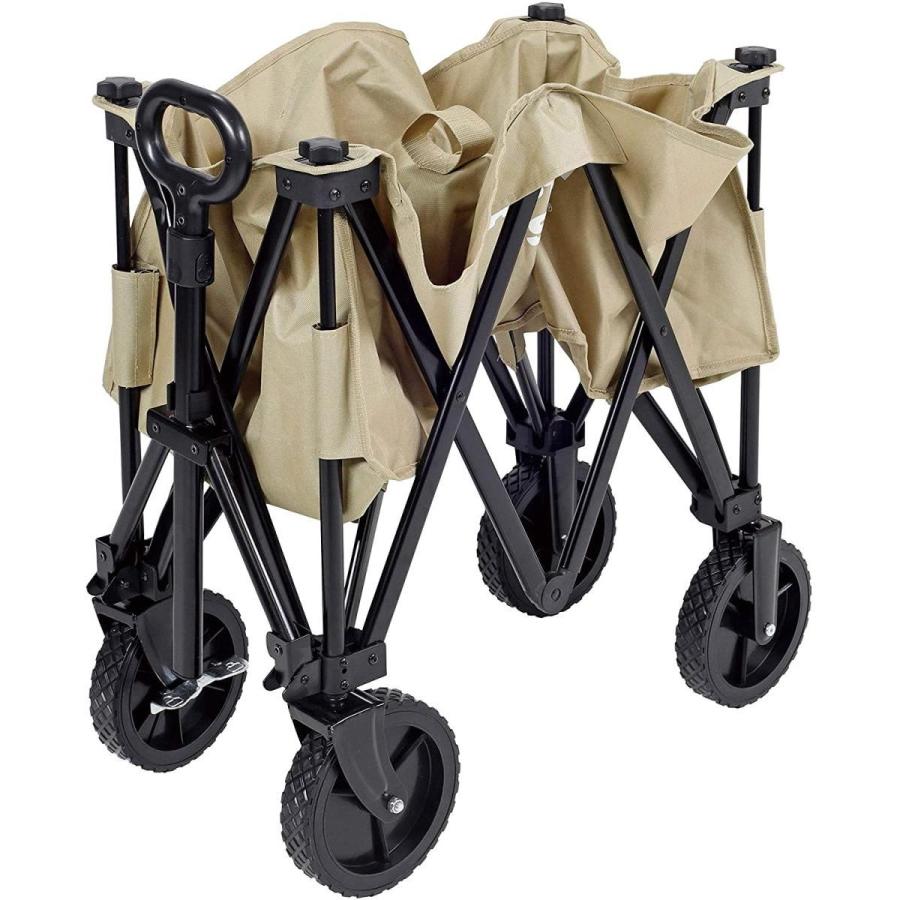 【在庫有・即納】キャプテンスタッグ(CAPTAIN STAG) アウトドアワゴン CS 収束型 4輪キャリー ベージュ 前輪ストッパー付き UL-1056 |  | 03