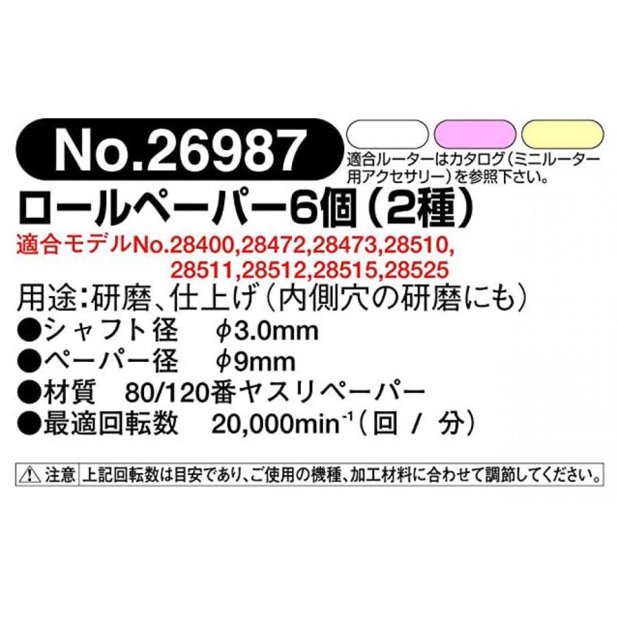 プロクソン ロールペーパー 6個 シャフト付 PROXXON No.26987 ミニルーター専用 先端ビット 砲弾型9mm 軸径3.0mm｜daiyu8｜04