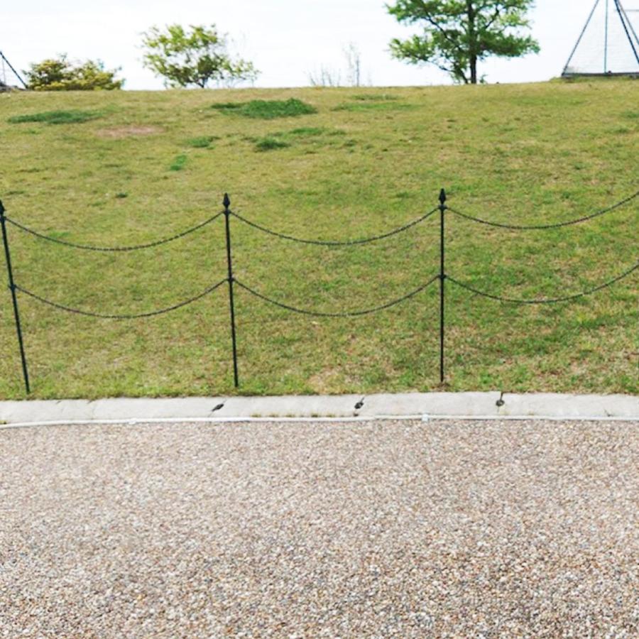 DAIM(第一ビニール) ガーデンチェーンポール 2段 ブラック 高さ100cm×長さ4ｍ H-115　フェンス 花壇 芝生 侵入防止｜daiyu8｜07