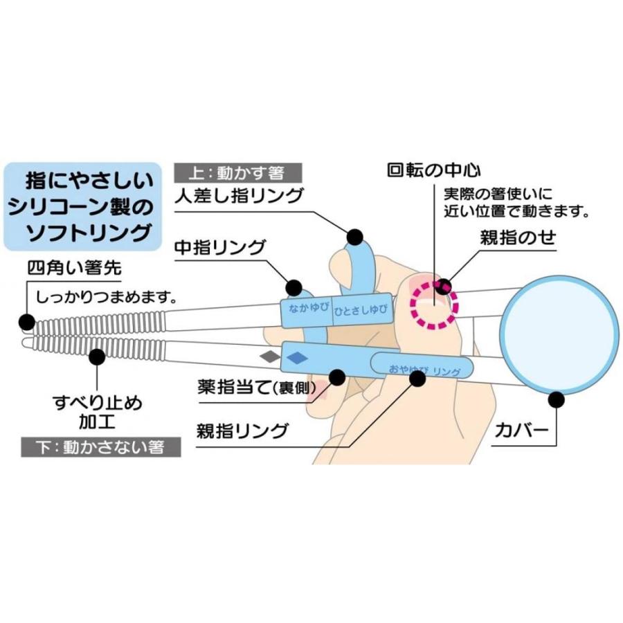 スケーター DX トレーニング箸 14cm ケース付 練習箸 子供用 プラレール 17 ADXT1S-A お箸 練習｜daiyu8｜03