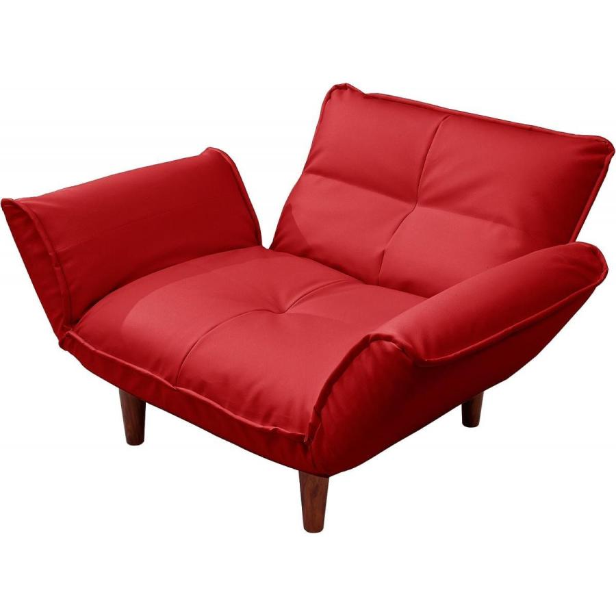 美品 セルタン リクライニング1人掛けソファ カウチソファ PVCレッド 日本製 セルタン 【I】セルタン CELLUTANE 1人掛け カウチソファ PVC レザー