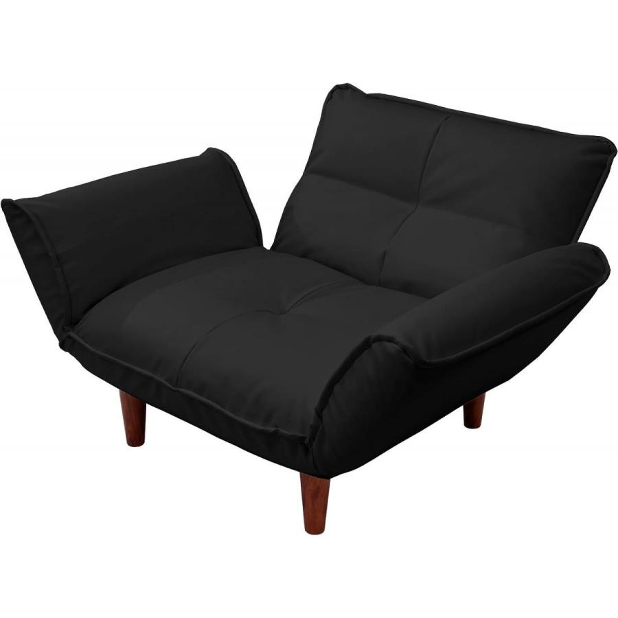 セルタン 一人掛けソファ 3段階リクライニング PVCレザー ブラック