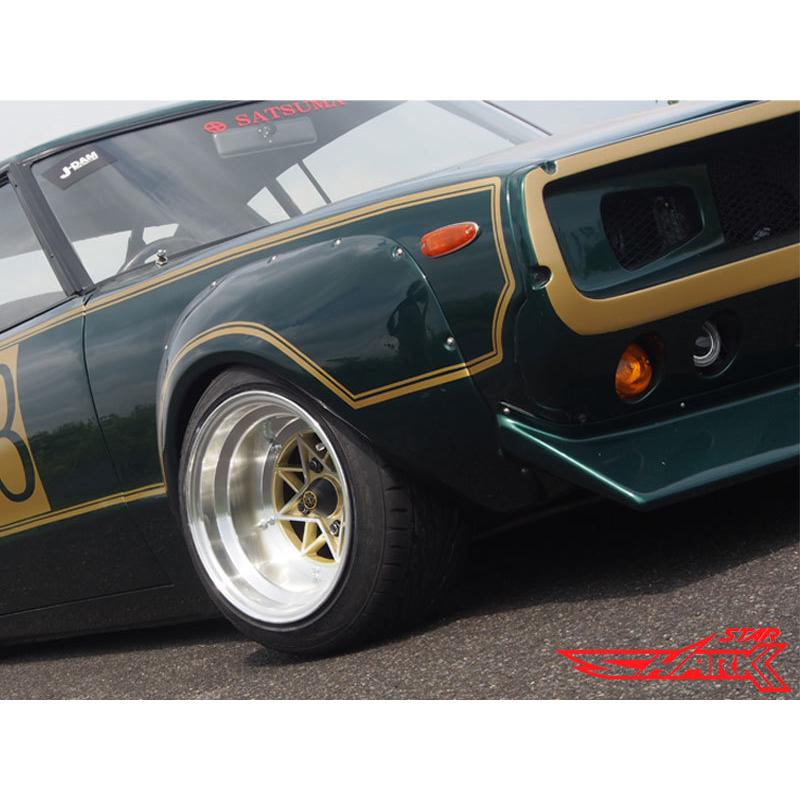 ★未使用アルミホイール★スターシャーク 限定復刻版 ゴールド/8J ×14インチ（-13)×2本/114.3-4H新品引っ張りタイヤ付き 旧車 スターシャーク -13 1480 14インチ 8J 114.3-4H アルミホイール4