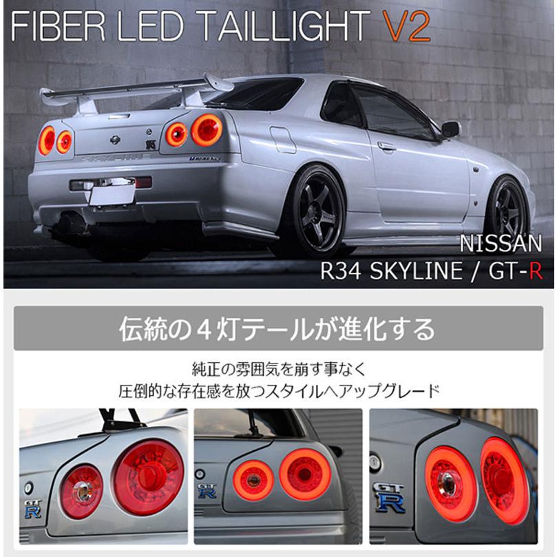 スカイラインクーペ LEDテール R34 2Dr クーペ用 ファイバーLED スカイラインクーペ LEDテール R34 2Dr クーペ用 ファイバーLED
