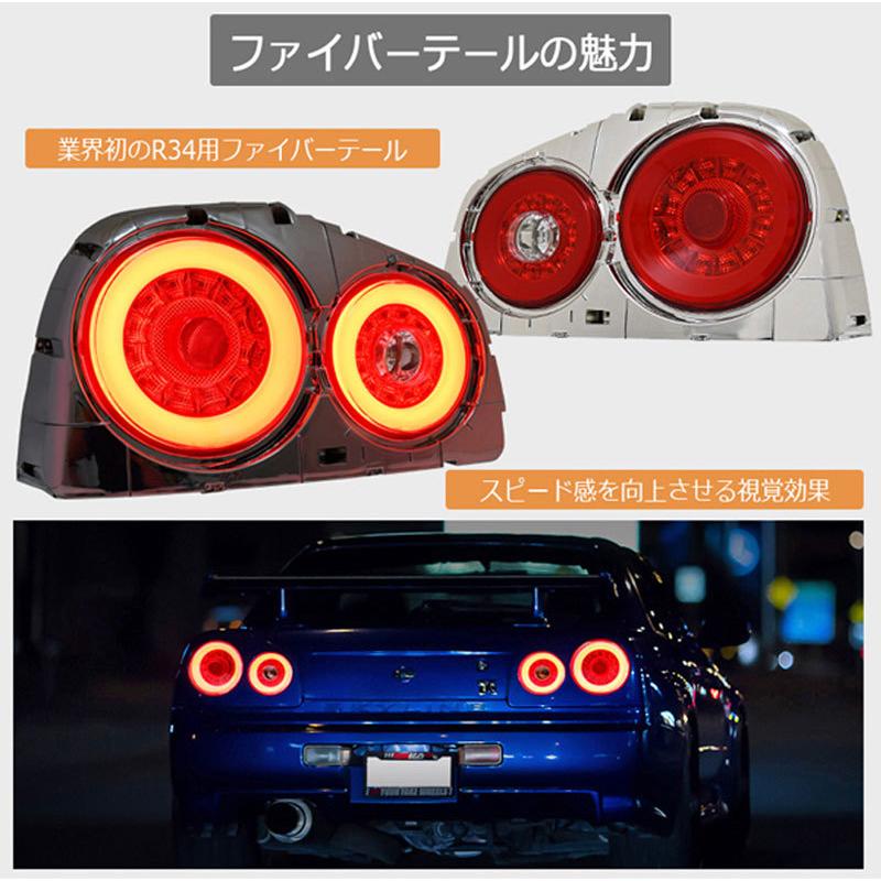 スカイラインクーペ LEDテール R34 2Dr クーペ用 ファイバーLED スカイラインクーペ LEDテール R34 2Dr クーペ用 ファイバーLED