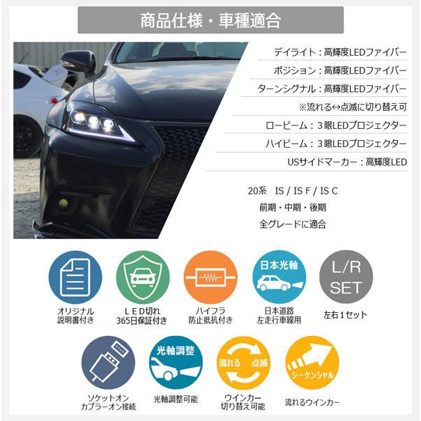 IS ヘッドライト GSE20 GSE21 GSE25 USE20 ISF ISC 3眼現行ルック L