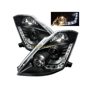 フェアレディZ ヘッドライト Z33 前期 アウディタイプ LEDポジション付プロジェクターヘッドライト ブラック CRYSTALEYE (S112BK