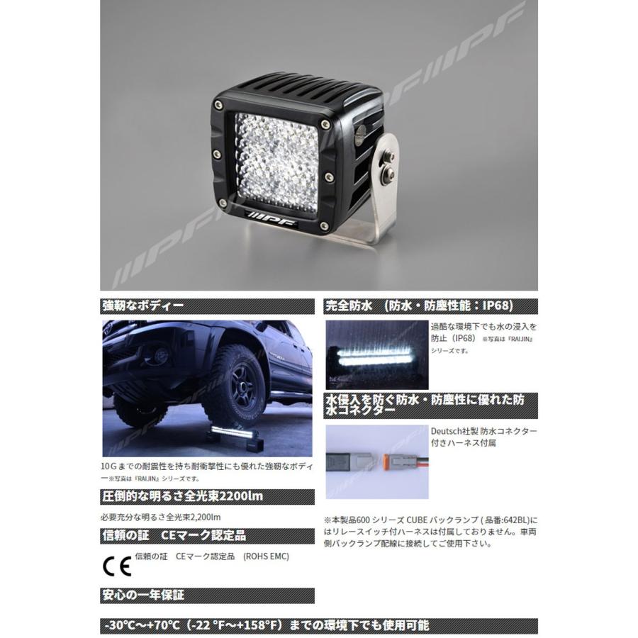 IPF ワーキングランプ 競技専用 600シリーズCUBE 2インチ バックランプ