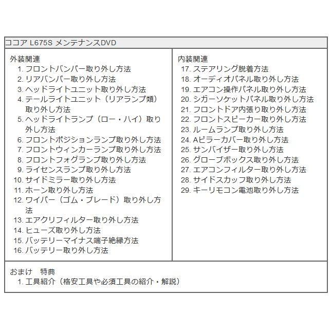 ココア メンテナンスDVD L675S 内装/外装のドレスアップ改造 MKJP