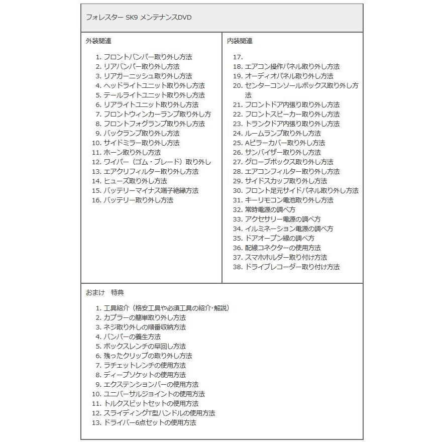 フォレスター メンテナンスDVD SK9 内装/外装のドレスアップ改造 MKJP