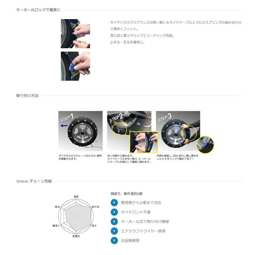 タイヤチェーン 165/75R13 金属製  スタッドレスタイヤ用 Iceman SCC(I-18｜daizens-shop｜03