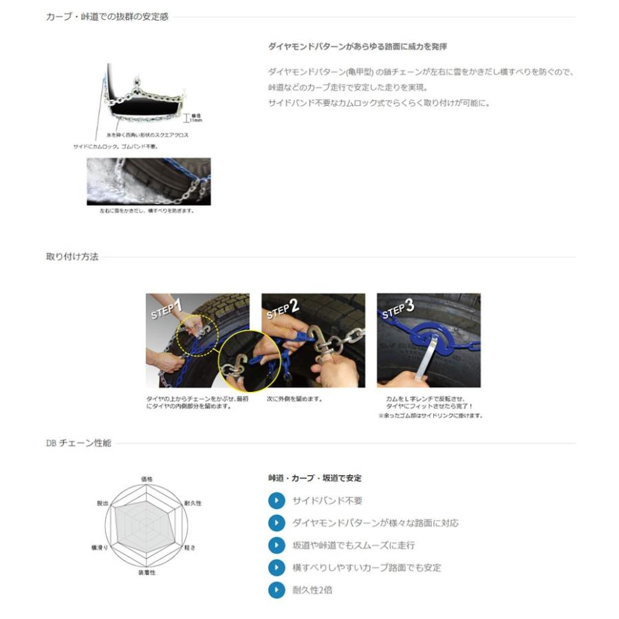 タイヤチェーン 9R19.5 金属製  オールシーズンタイヤ スタッドレスタイヤ用 DB SCC(DB6730の画像