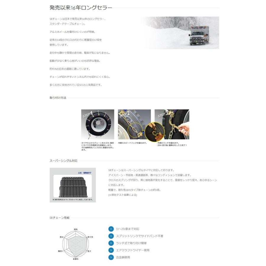 タイヤチェーン 385/55R22.5 金属製  サマータイヤ オールシーズンタイヤ スタッドレスタイヤ用 SR SCC(SR6015の画像