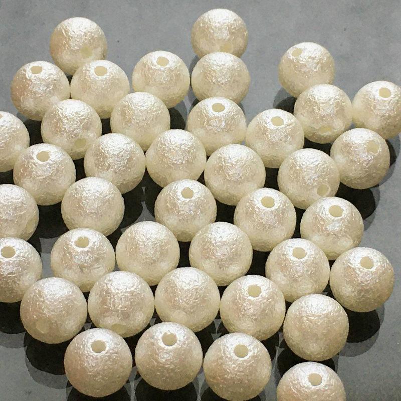 アクリルビーズ】 丸玉パール コットンパール風 約8mm 約10g : ビーズ 