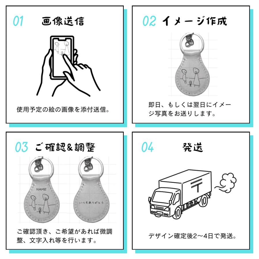 【お誕生日ギフト】スマホで撮って送るだけ｜お子さまの絵で作る世界にひとつだけの本革キーホルダー |  | 01
