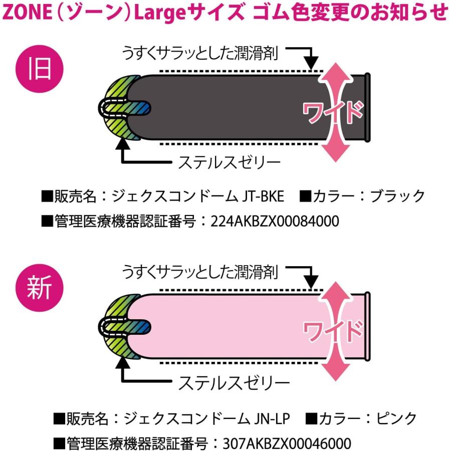 ジェクス 【3個セット】ZONE ゾーン 大きめ Lサイズ コンドーム 6個
