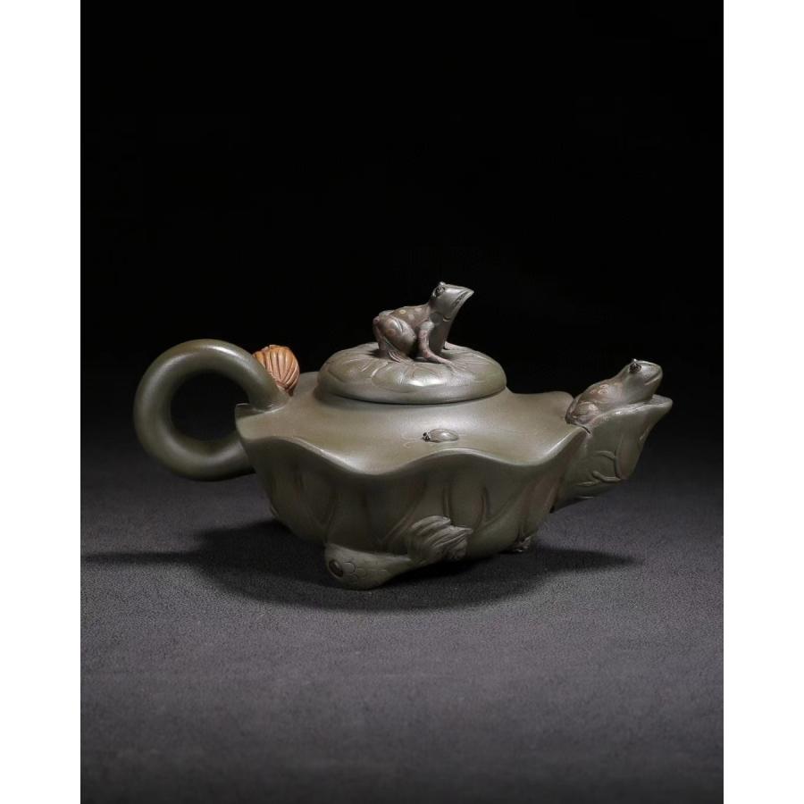 中国古美術・原鉱底槽清泥養神紋・紫砂壺・底款:顧景舟・