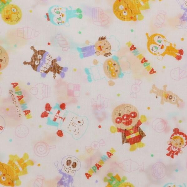 シャルビー ダブルガーゼ生地 アンパンマン 幅約106cm 50cmカット ピンク [02]